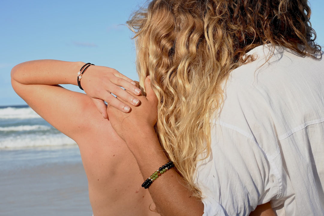Amber, Peridot & Black Onyx - Gold Men's Bracelet