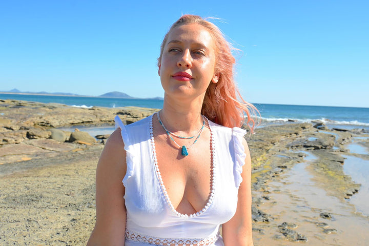 One Of A Kind Atlantis Apatite & Moonstone Gold Pendant Necklace