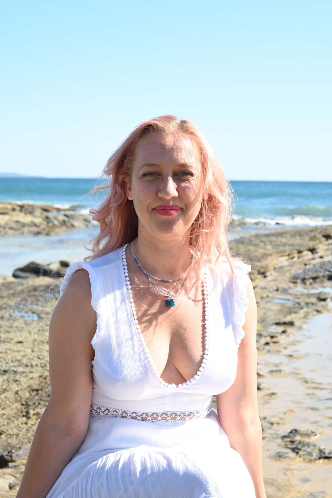 One Of A Kind Atlantis Apatite & Moonstone Gold Pendant Necklace