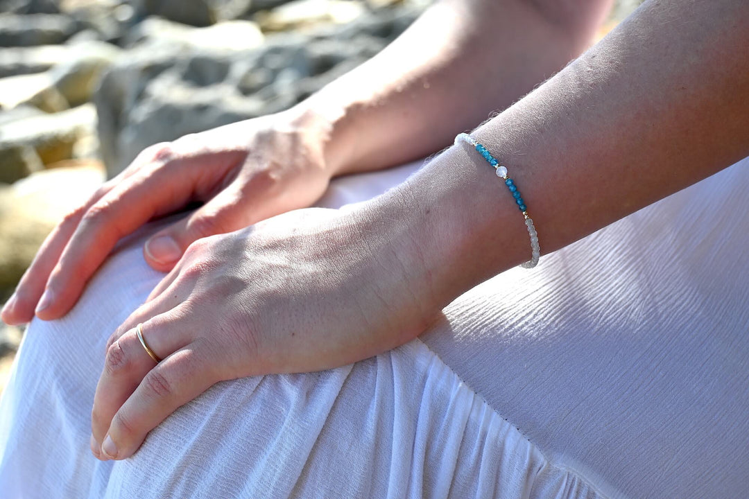 One Of A Kind Atlantis Apatite & Moonstone Gold Bracelet