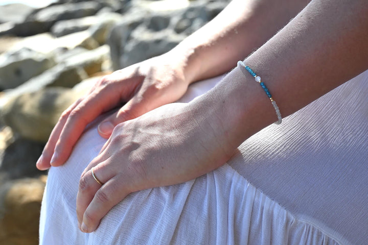 One Of A Kind Atlantis Apatite & Moonstone Gold Bracelet