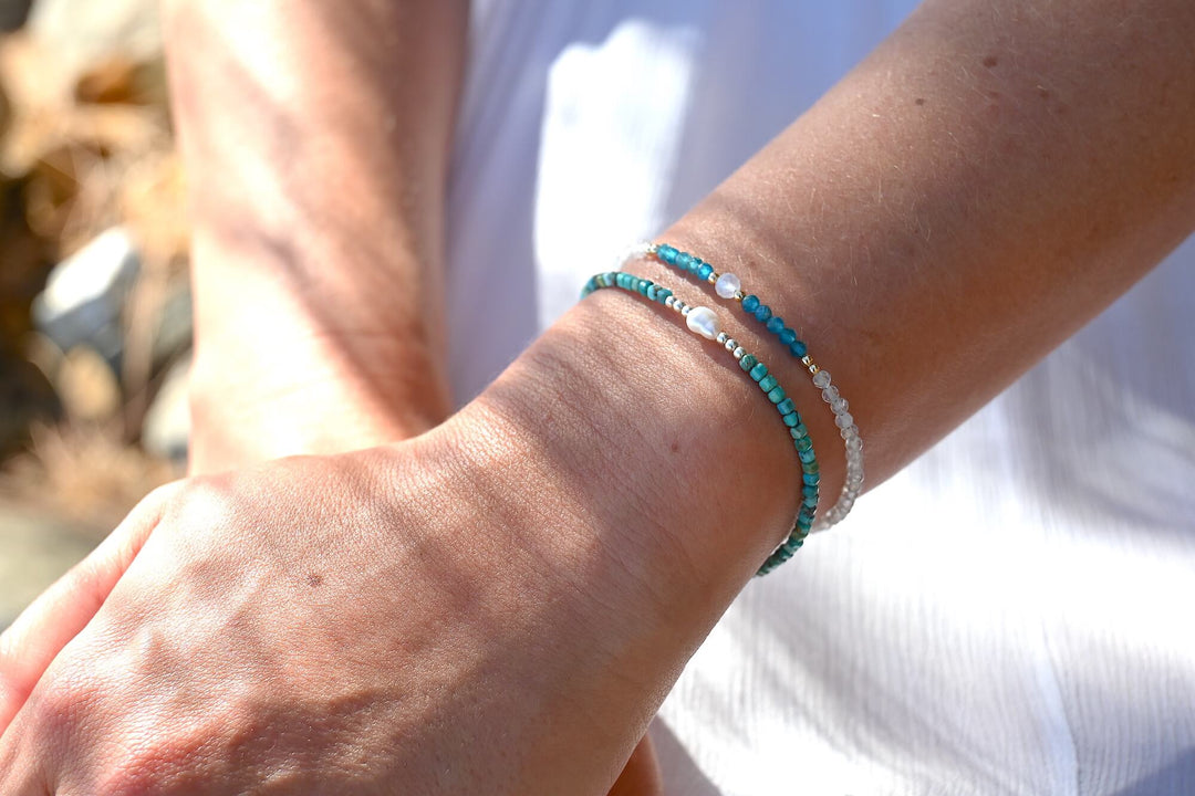 One Of A Kind Atlantis Apatite & Moonstone Gold Bracelet