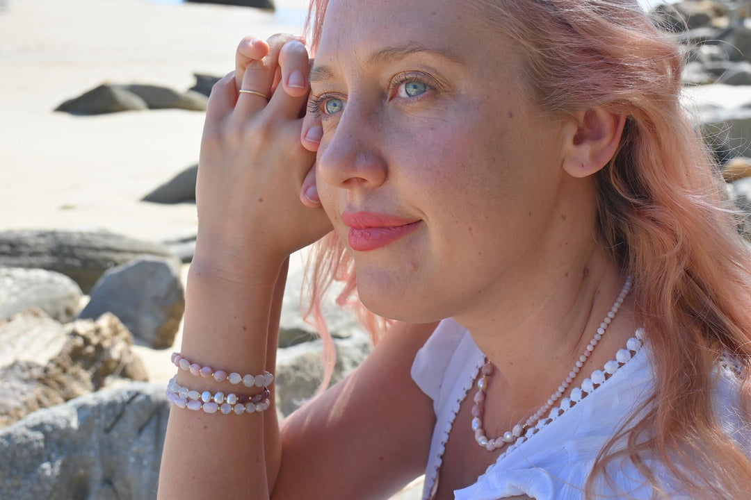 One Of A Kind Moonstone, Pearl & Pink Tourmaline Gold Bracelet