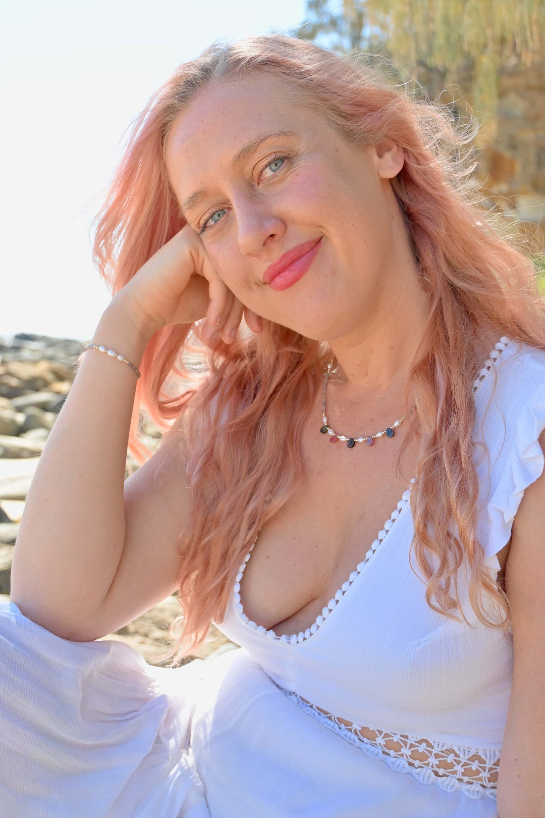 One Of A Kind Tourmaline & Pearl Gold Necklace