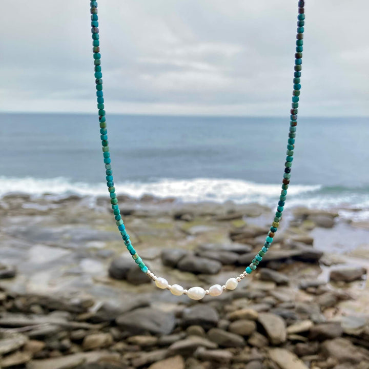 Turquoise and Pearl One Of A Kind Necklace