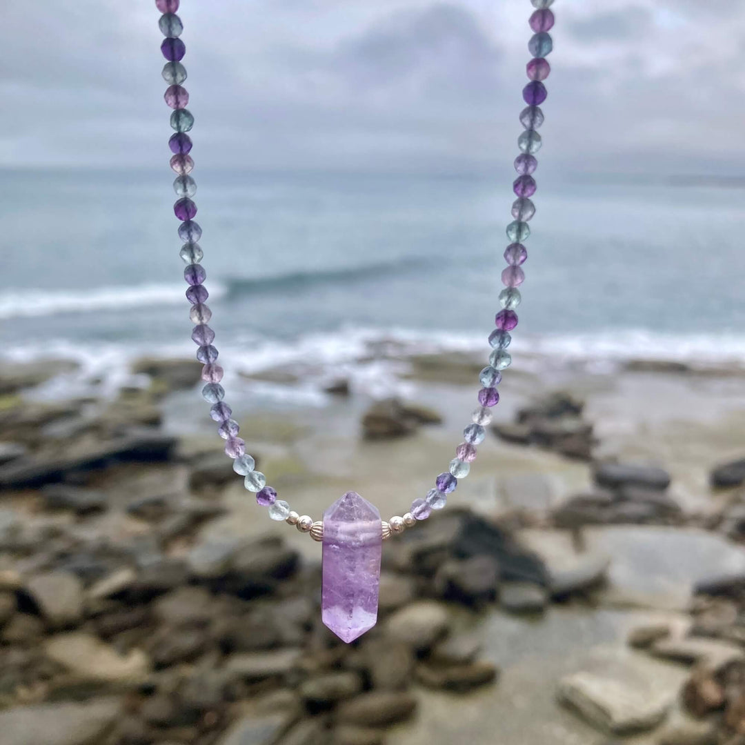 Rainbow Fluorite & Ametrine Pendant Necklace