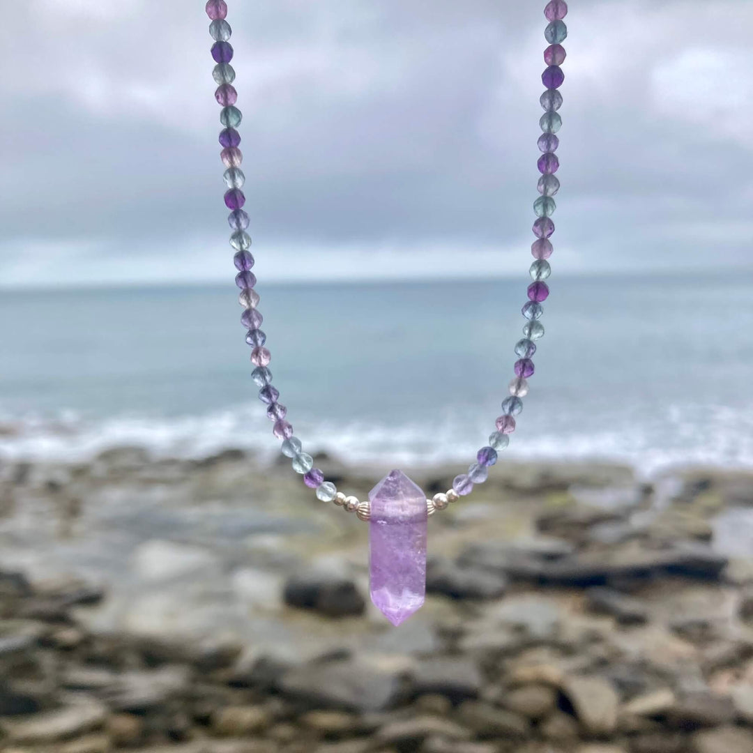 Rainbow Fluorite & Ametrine Pendant Necklace