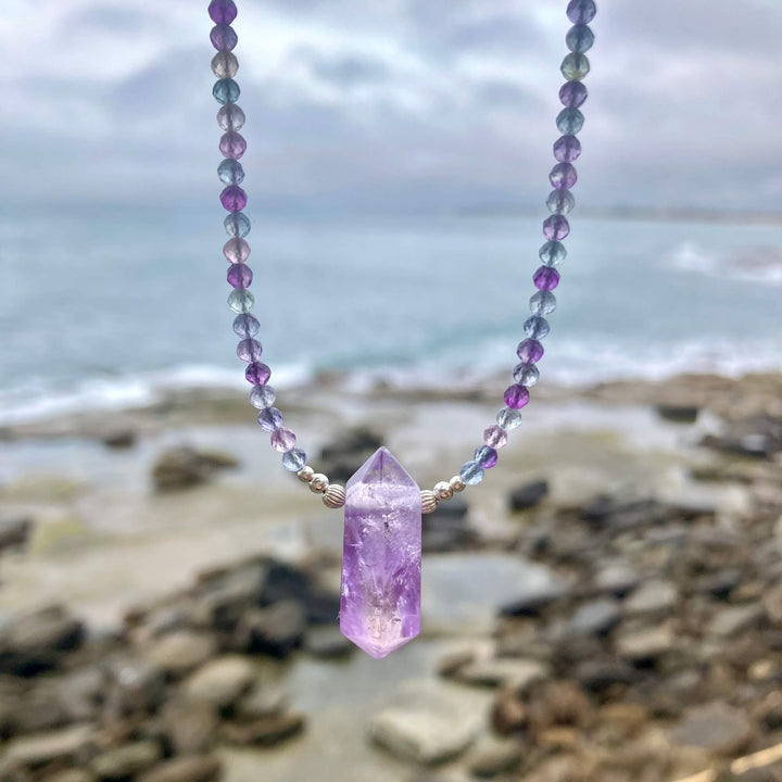 Rainbow Fluorite & Ametrine Pendant Necklace