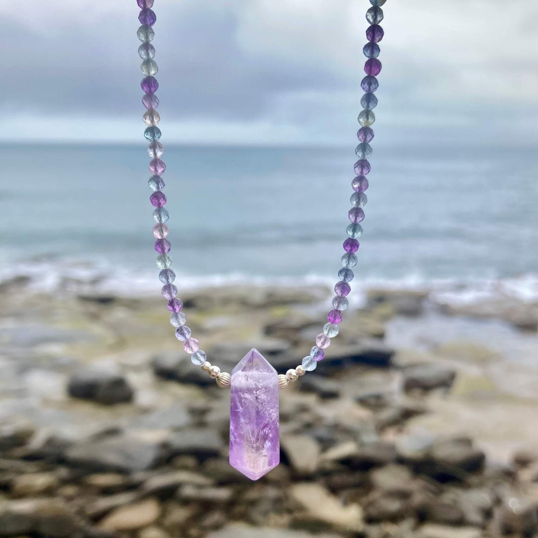 Rainbow Fluorite & Ametrine Pendant Necklace