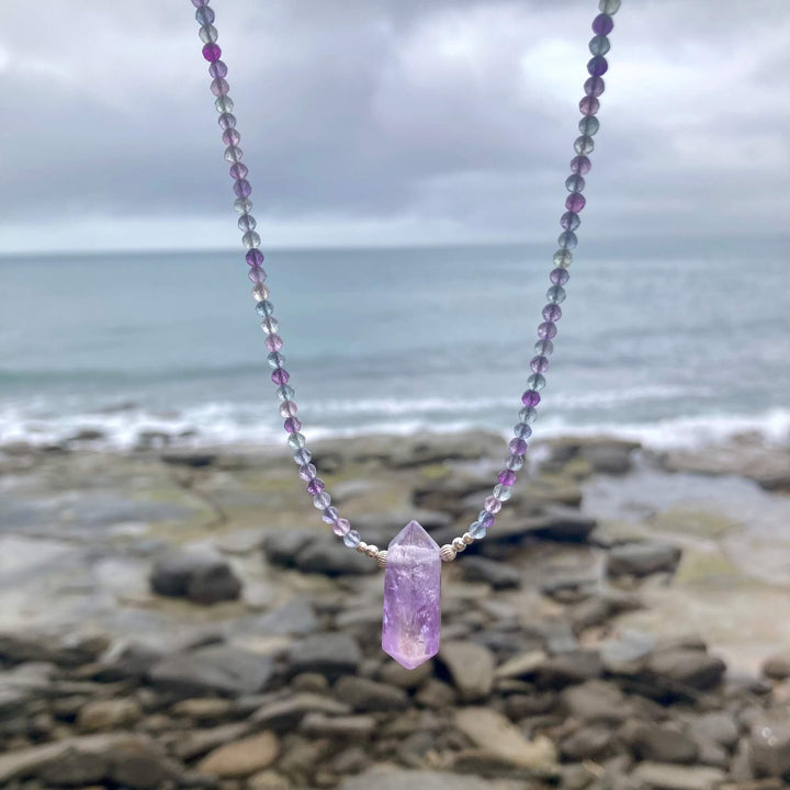Rainbow Fluorite & Ametrine Pendant Necklace