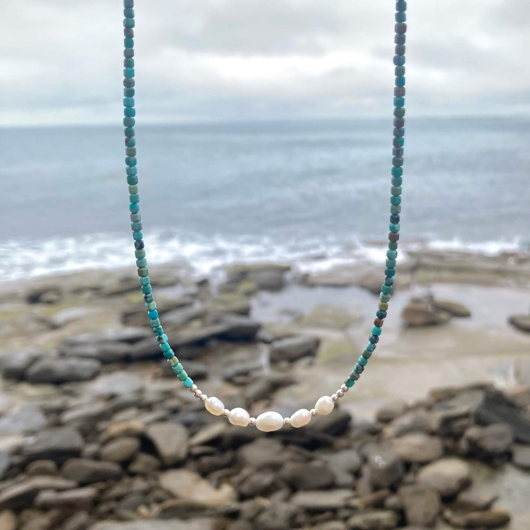 Turquoise and Pearl One Of A Kind Necklace