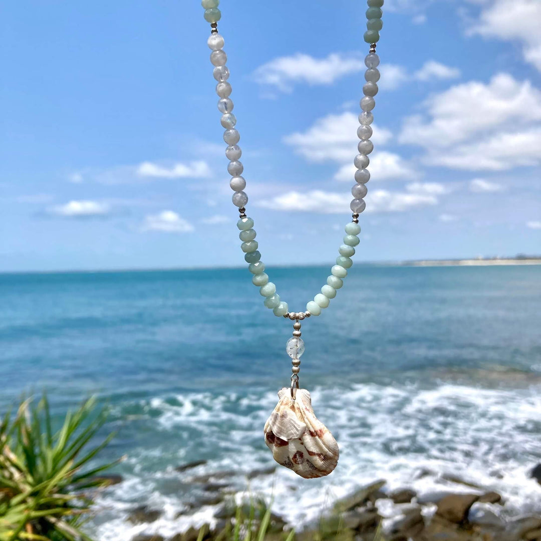 Amazonite & Moonstone Shell Necklace
