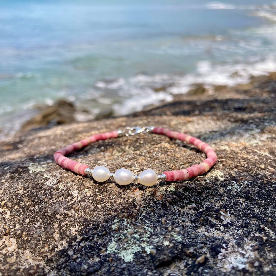 Rhodonite & Pearl One Of A Kind Anklet