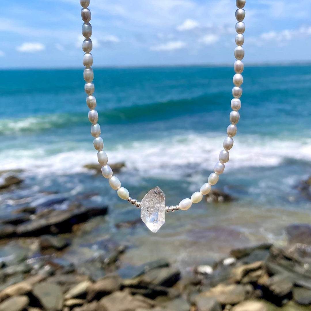 Pearl and Herkimer Diamond One Of A Kind Necklace