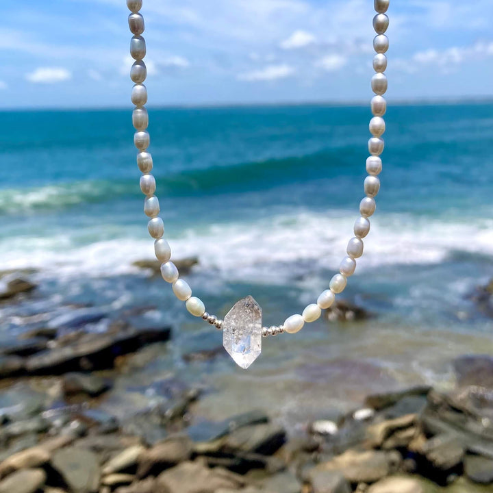 Pearl and Herkimer Diamond One Of A Kind Necklace