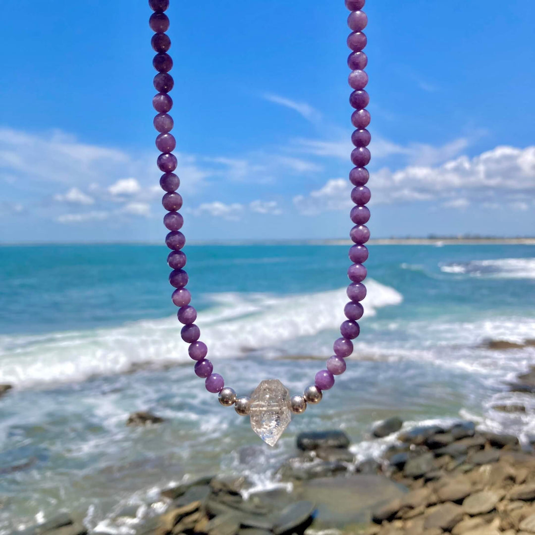 Phosphosiderite and Herkimer Diamond Higher Guidance One Of A Kind Necklace
