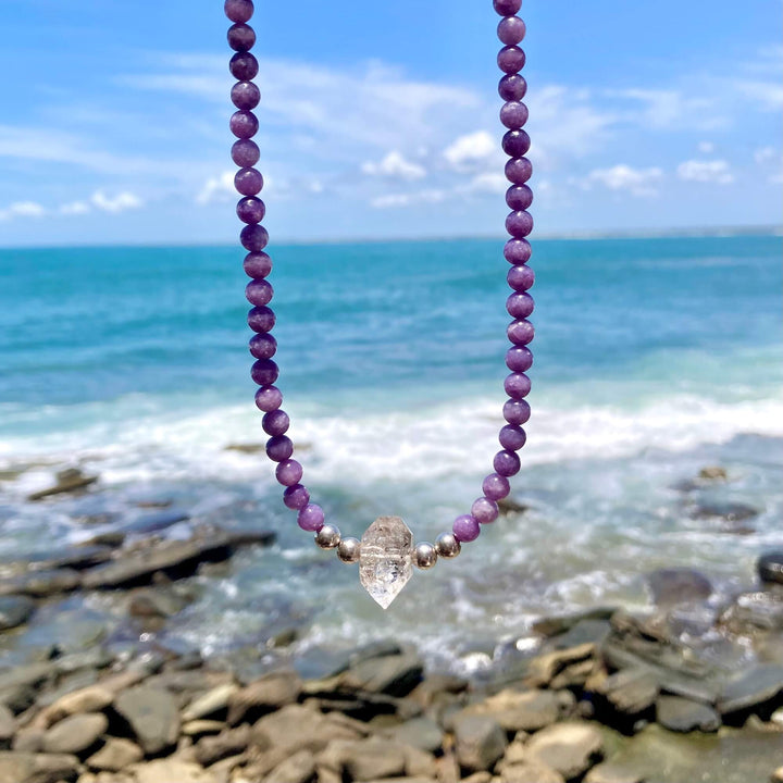 Phosphosiderite and Herkimer Diamond Higher Guidance One Of A Kind Necklace