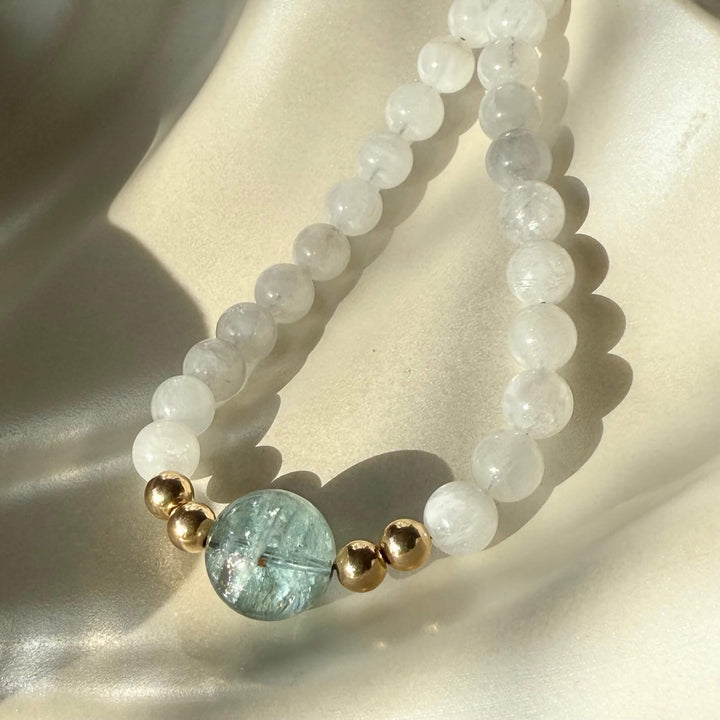 Lemurian Dreaming Aquamarine & Moonstone Gold Necklace