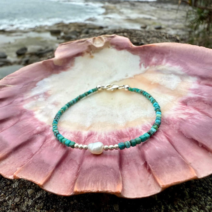 Turquoise and Pearl One Of A Kind Bracelet
