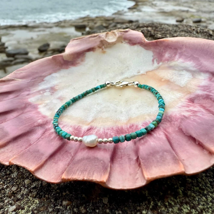 Turquoise and Pearl One Of A Kind Bracelet