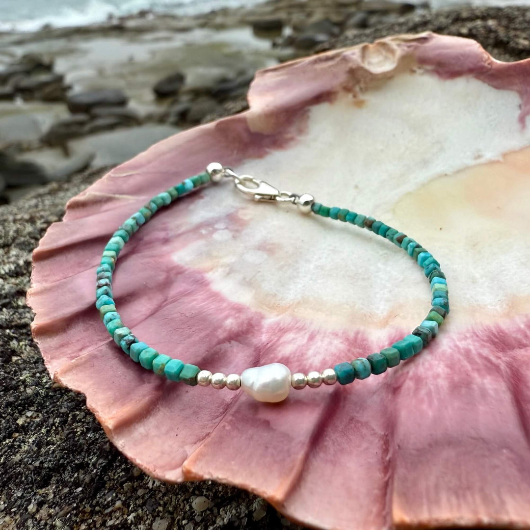 Turquoise and Pearl One Of A Kind Bracelet