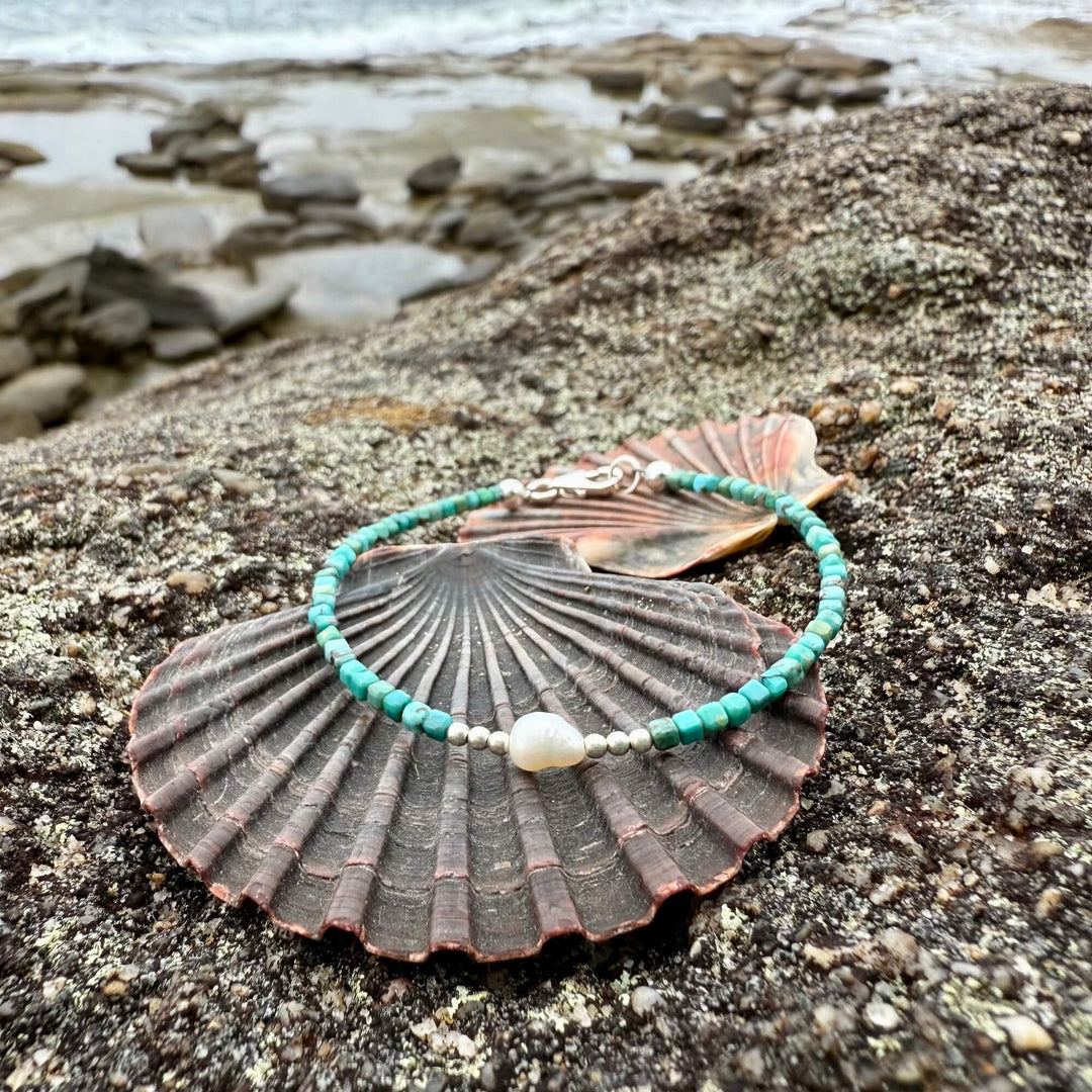 Turquoise and Pearl One Of A Kind Bracelet