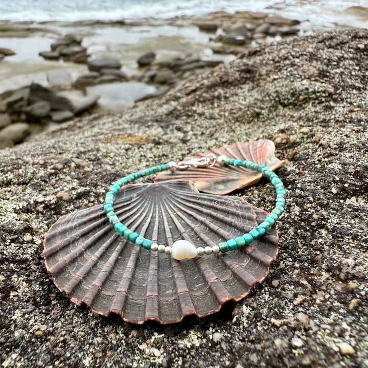 Turquoise and Pearl One Of A Kind Bracelet