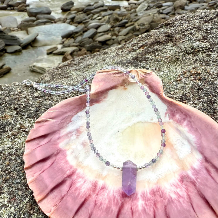 Rainbow Fluorite & Ametrine Pendant Necklace