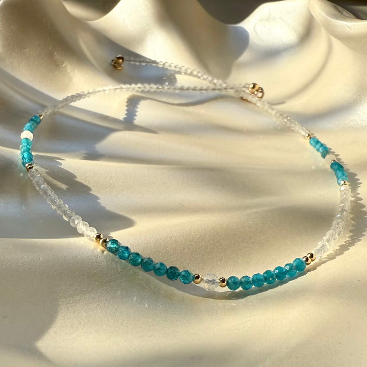 One Of A Kind Atlantis Apatite & Moonstone Gold Necklace