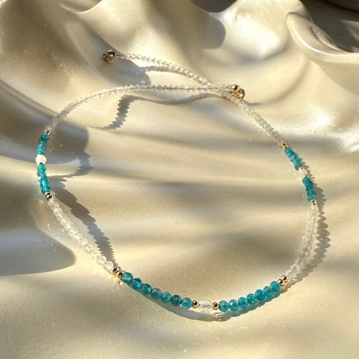 One Of A Kind Atlantis Apatite & Moonstone Gold Necklace