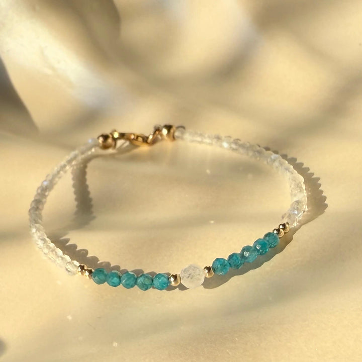 One Of A Kind Atlantis Apatite & Moonstone Gold Bracelet
