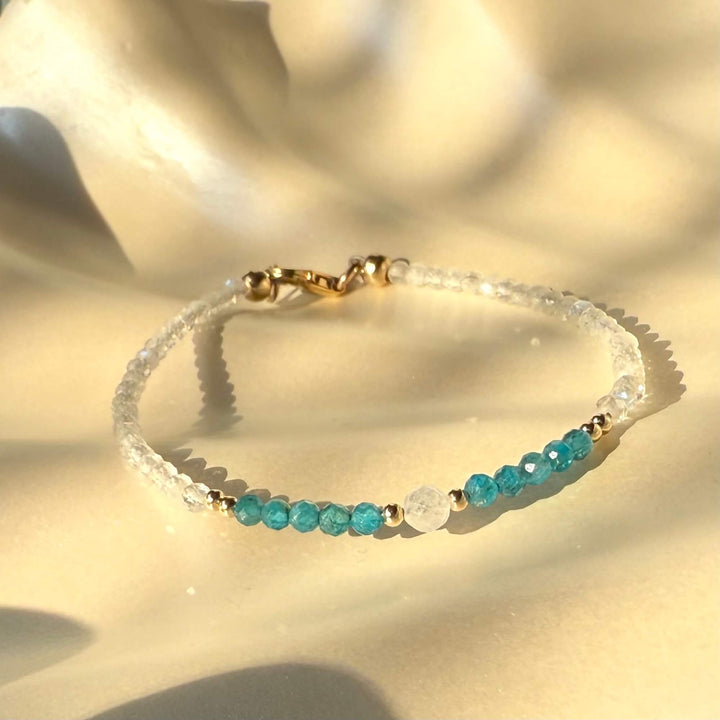 One Of A Kind Atlantis Apatite & Moonstone Gold Bracelet