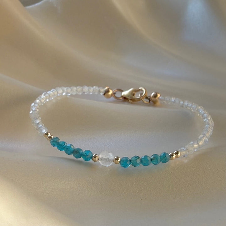 One Of A Kind Atlantis Apatite & Moonstone Gold Bracelet