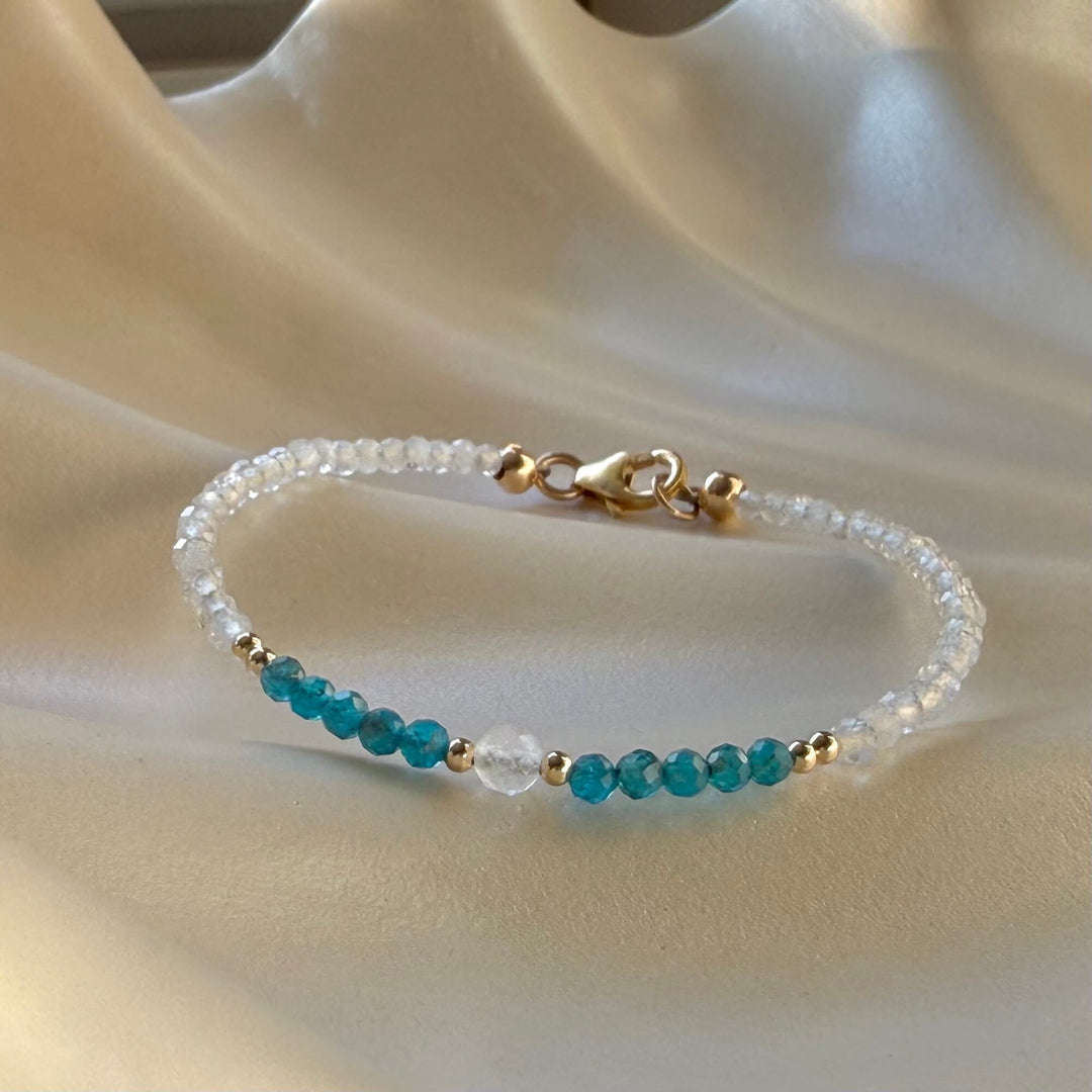 One Of A Kind Atlantis Apatite & Moonstone Gold Bracelet