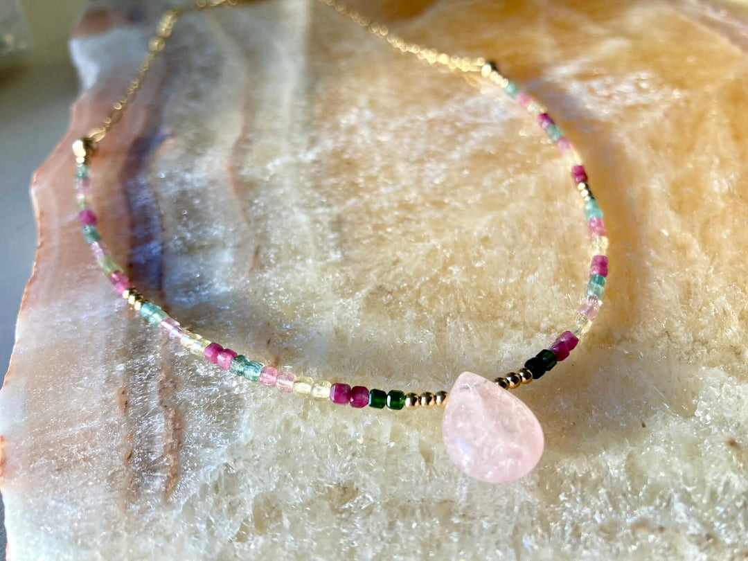 Light Of Aloha Morganite & Watermelon Tourmaline Necklace
