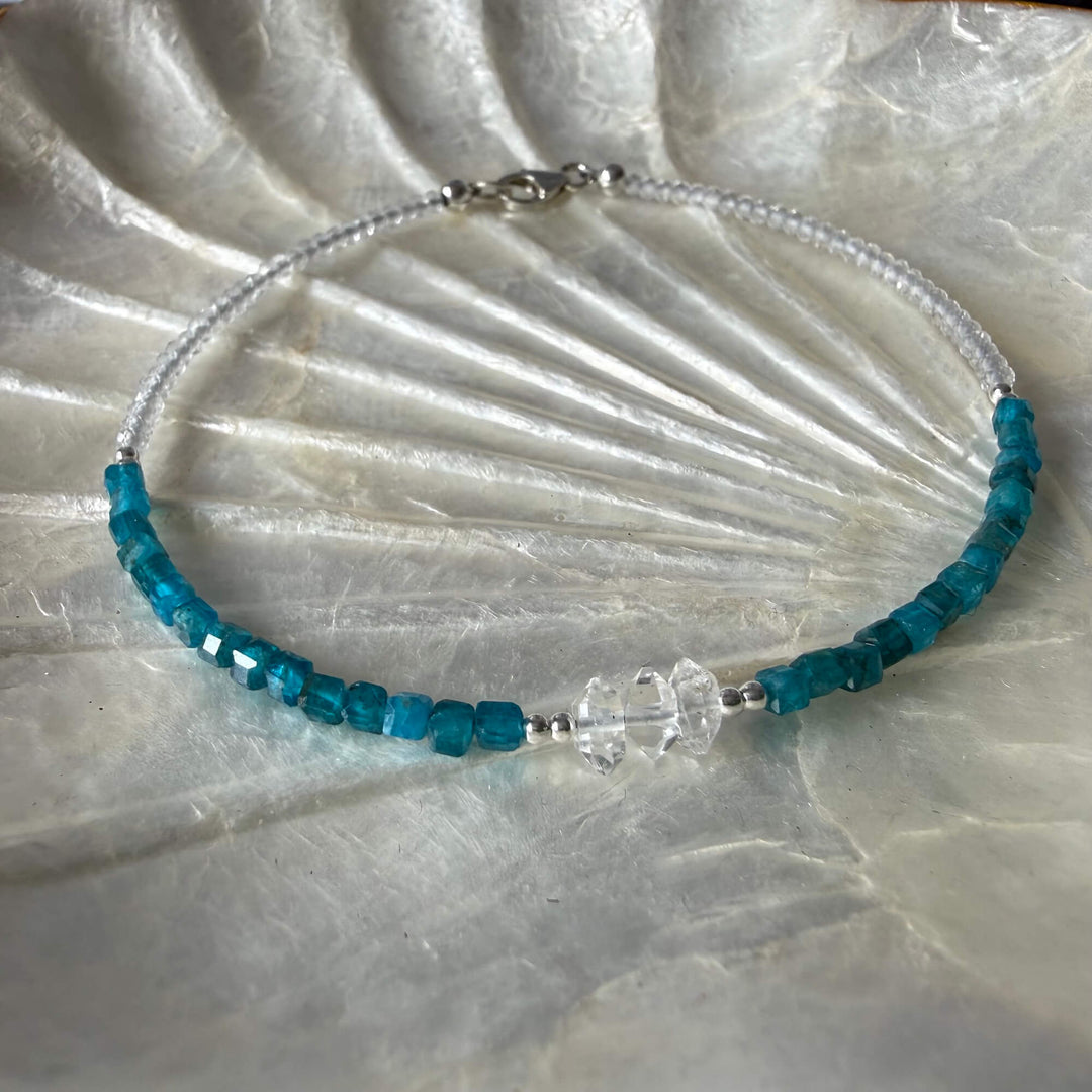 Healers Apatite & Herkimer Diamond One Of A Kind Anklet