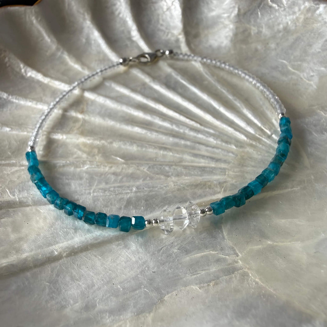 Healers Apatite & Herkimer Diamond One Of A Kind Anklet