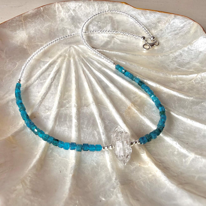 Healers Apatite & Herkimer Diamond One Of A Kind Necklace