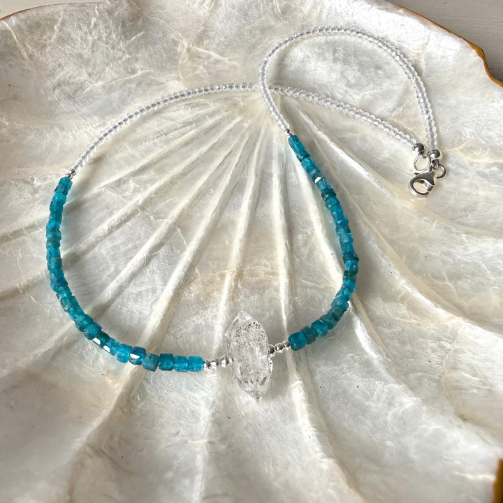 Healers Apatite & Herkimer Diamond One Of A Kind Necklace