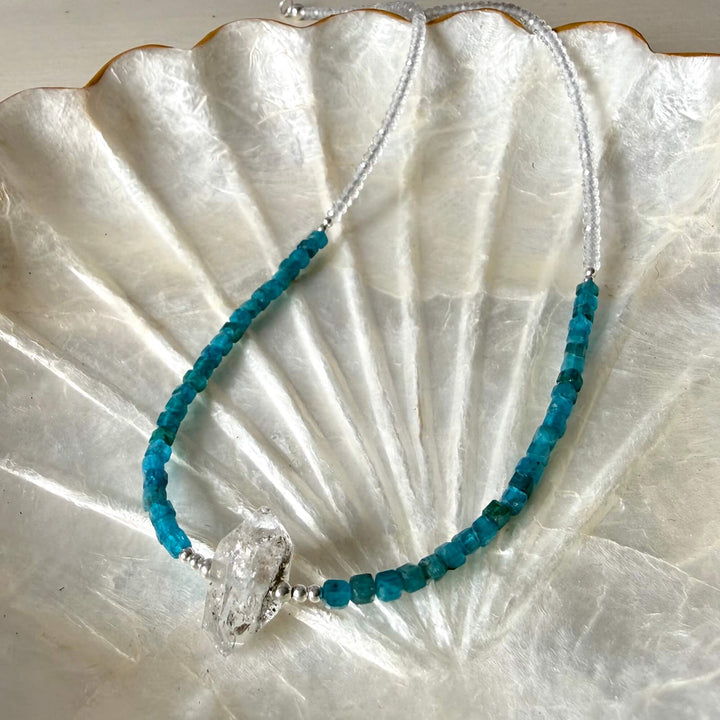 Healers Apatite & Herkimer Diamond One Of A Kind Necklace