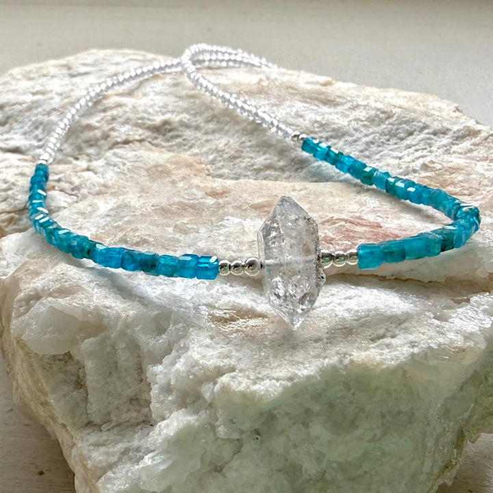 Healers Apatite & Herkimer Diamond One Of A Kind Necklace