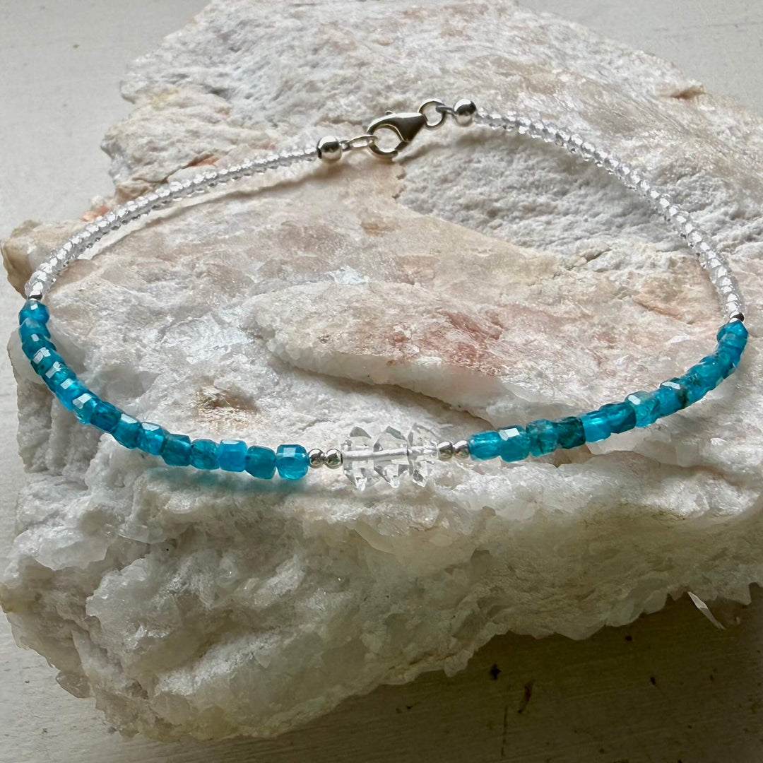 Healers Apatite & Herkimer Diamond One Of A Kind Anklet