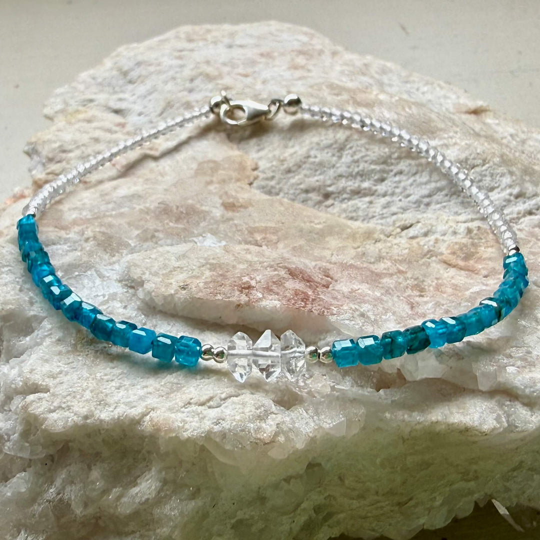 Healers Apatite & Herkimer Diamond One Of A Kind Anklet