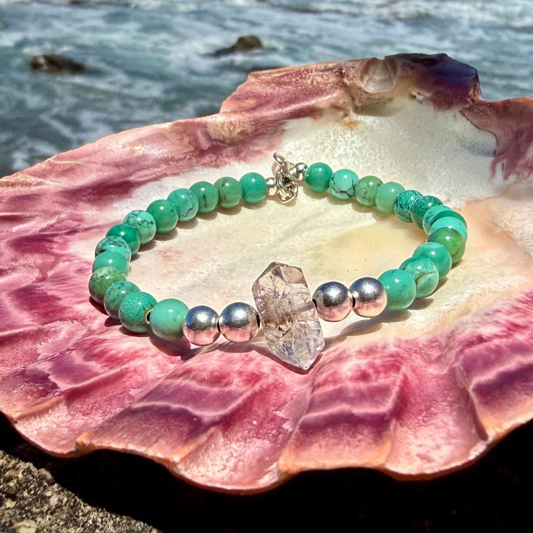 Chrysoprase and Herkimer Diamond Heart's Knowing One Of A Kind Bracelet