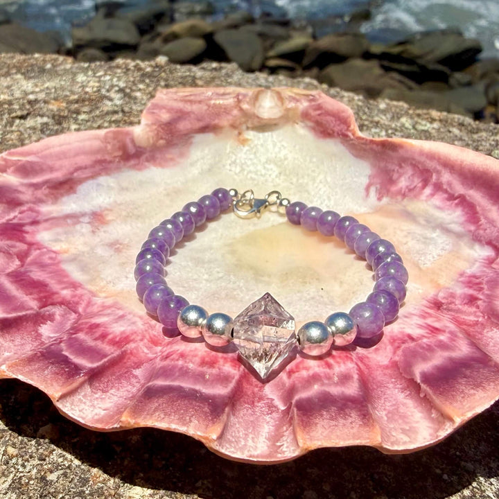 Phosphosiderite and Herkimer Diamond Higher Guidance One Of A Kind Bracelet