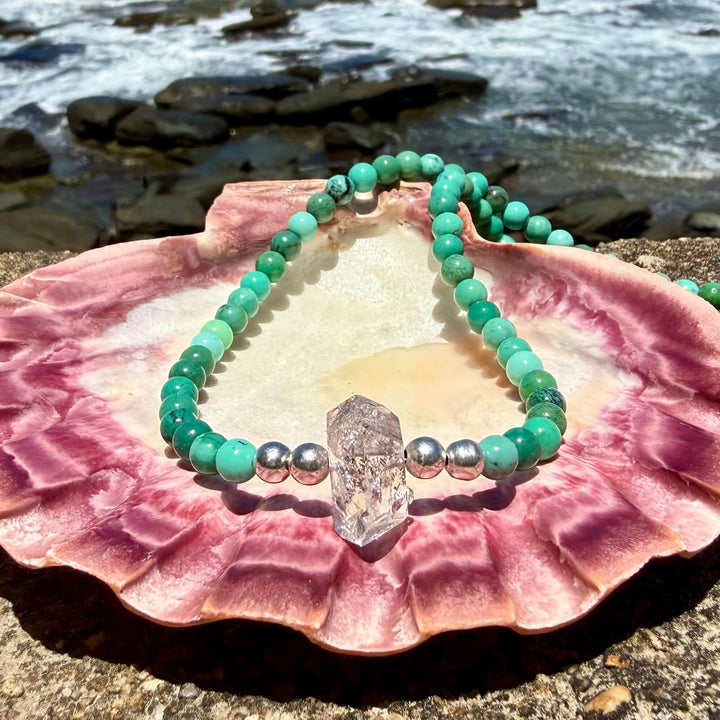 Chrysoprase and Herkimer Diamond Heart's Knowing One Of A Kind Necklace