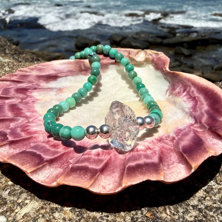 Chrysoprase and Herkimer Diamond Heart's Knowing One Of A Kind Necklace