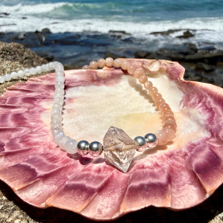 Inner Unity Moonstone, Sunstone & Herkimer Diamond One Of A Kind Necklace