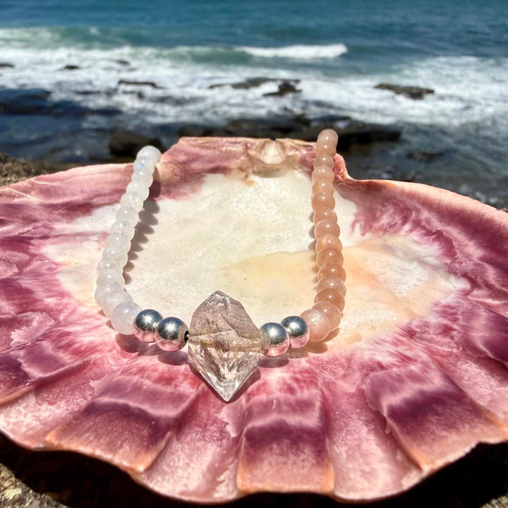 Inner Unity Moonstone, Sunstone & Herkimer Diamond One Of A Kind Necklace