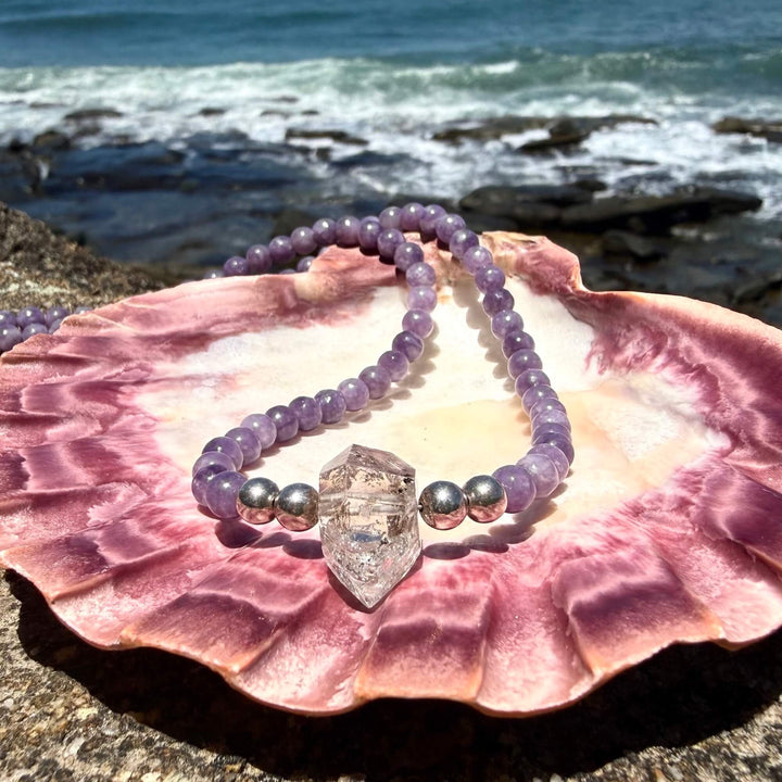 Phosphosiderite and Herkimer Diamond Higher Guidance One Of A Kind Necklace